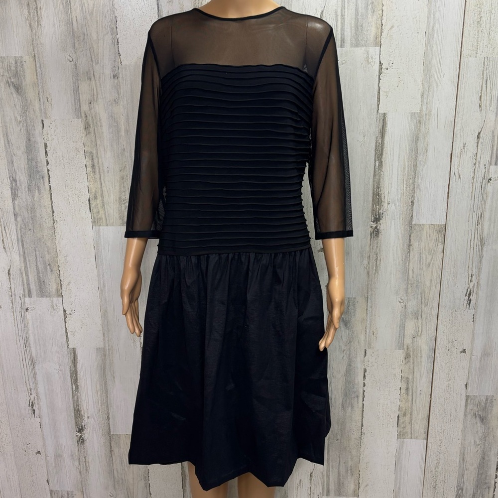 Adrianna Papell Plus Size Black Drop Waist Dress
